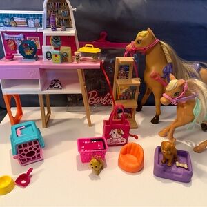 Barbie Horse Care Set with Pink and Orange Accessories
